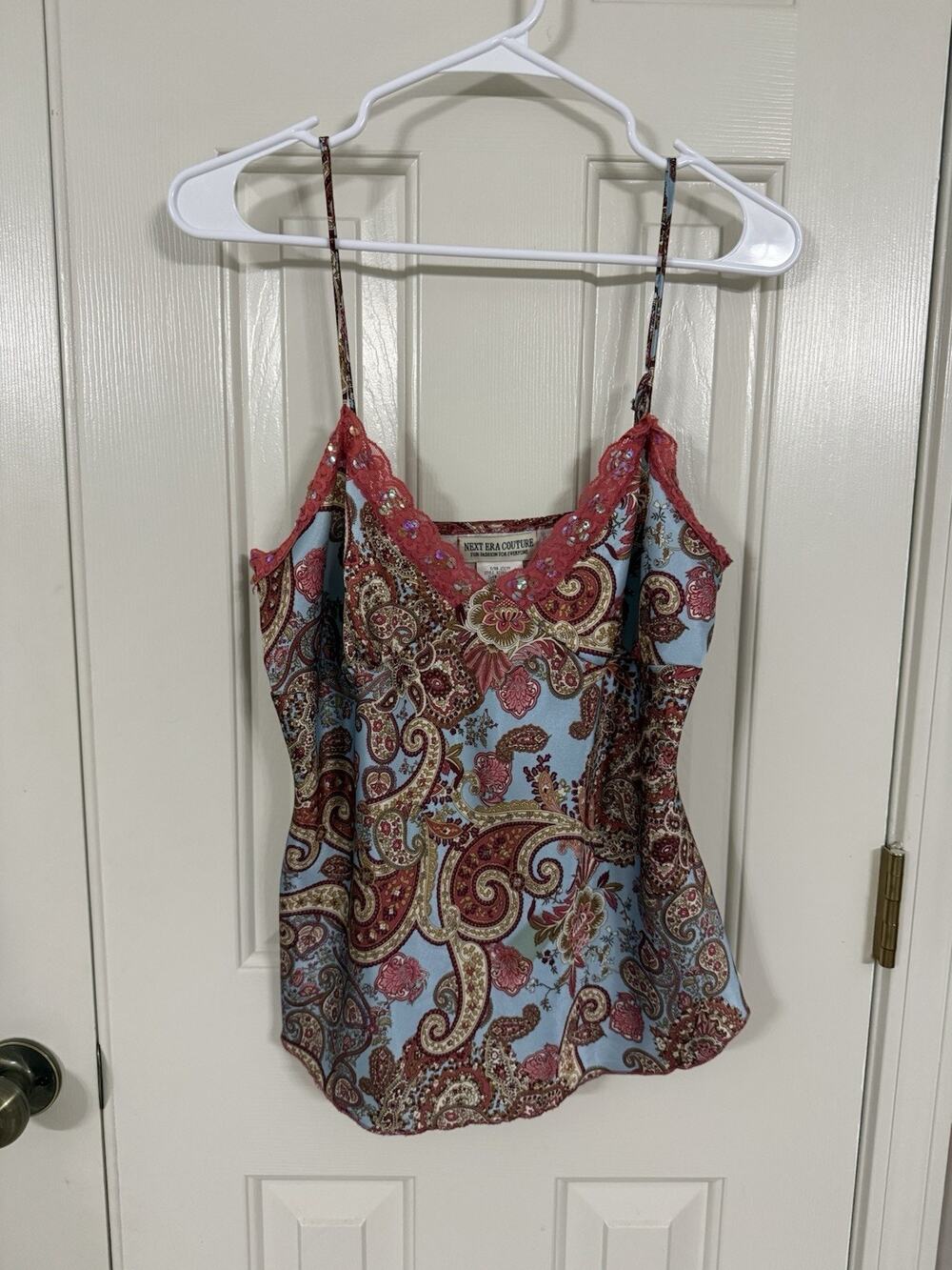Next Era Couture Y2K Cami Going Out Top M Paisley Lace Made In USA